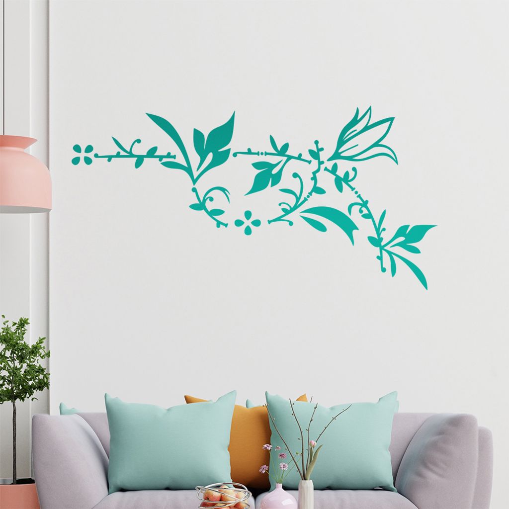 Blume - Ranken Wandtattoo in 6 Größen - Wandaufkleber Wall Sticker - Dekoration, Küche, Wohnzimmer, Schlafzimmer, Badezimmer
