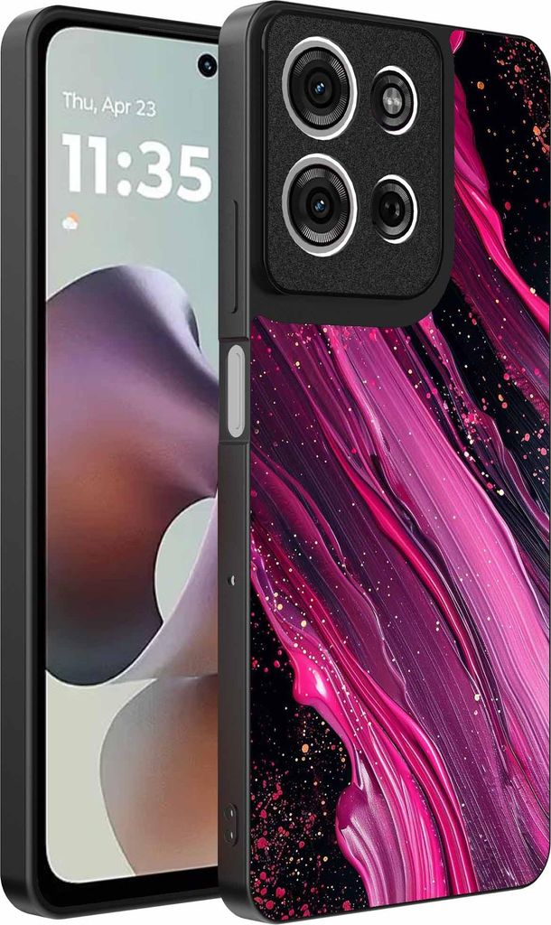 Geeignet für Motorola Moto G56 Telefon Fall mit Marmor Druck - TPU zurück Abdeckung Fall Marmor Design - lila rosa - Smartphonica