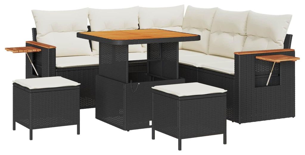 Gartensofa-set 8 pcs Schwarz Poly-Rattan