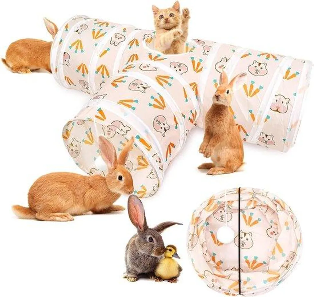 Tunnel pliable pour lapin : fini l'ennui avec ce jouet à 3 entrées