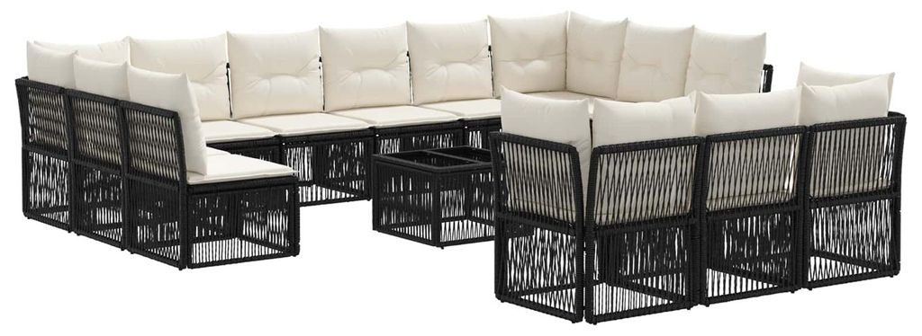 Gartensofa-set 14 pcs Schwarz Poly-Rattan
