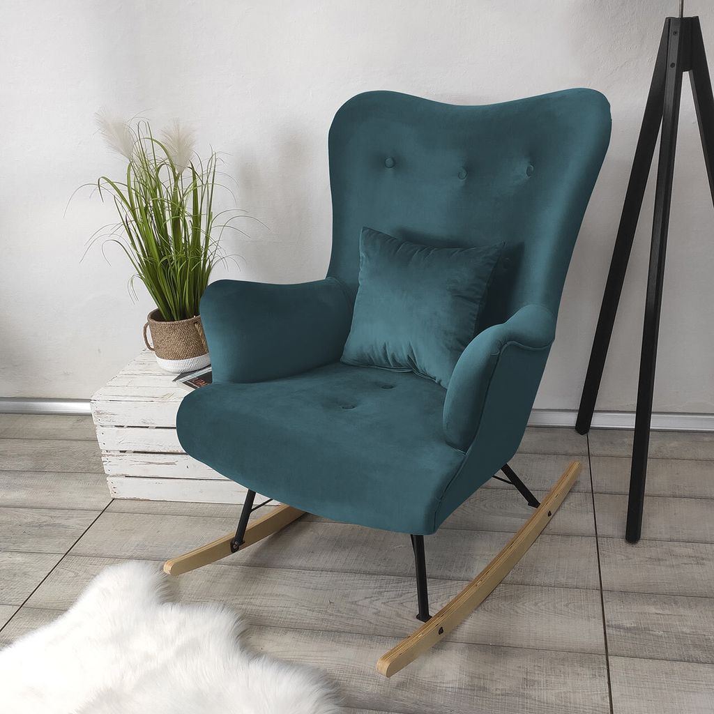 MIRJAN24 Schaukelsessel Zawil, Vintage Relaxsessel, Polstersessel, Wohnzimmersessel vom Hersteller (Farbe: Magic Velvet 2222)