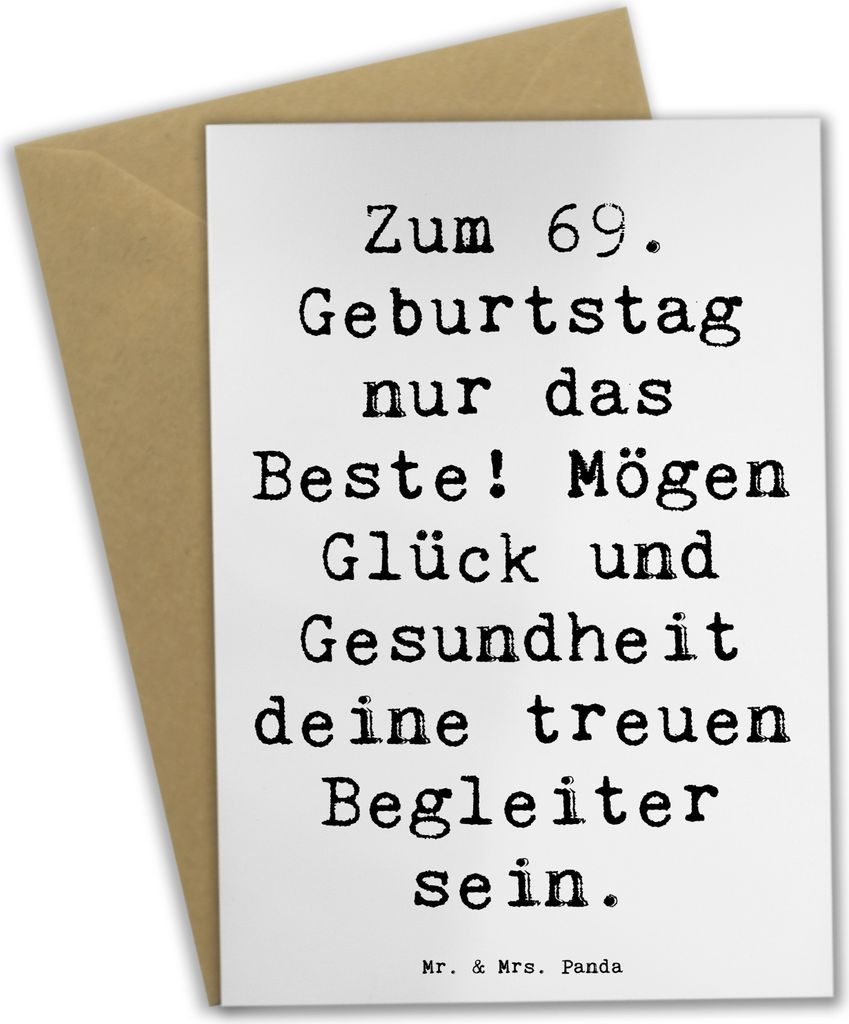 Mr. & Mrs. Panda neujahrskarte Spruch 69. Geburtstag Glück - Weiß - Geschenk, osterkarten, Happy Birthday, liebevolle Botschaft, Freunde, Grußka...