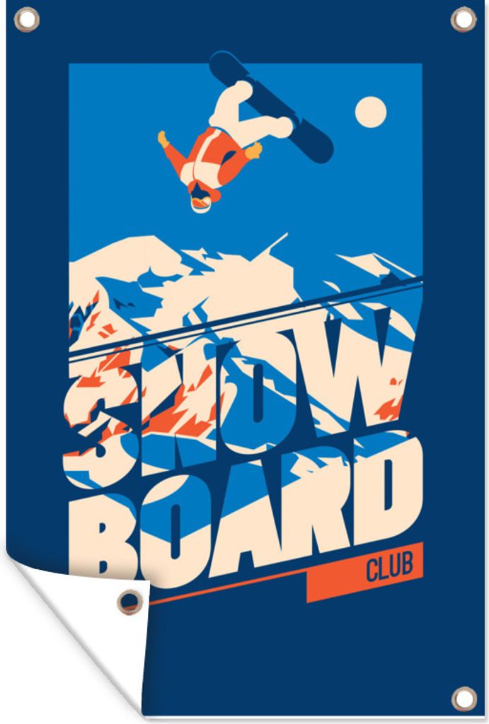 MuchoWow 40x60 cm Outdoor-Poster Gartendeko Sichtschutz Garten Poster für den Garten Snowboard club' - Berg - Zitate - Sprichwörter
