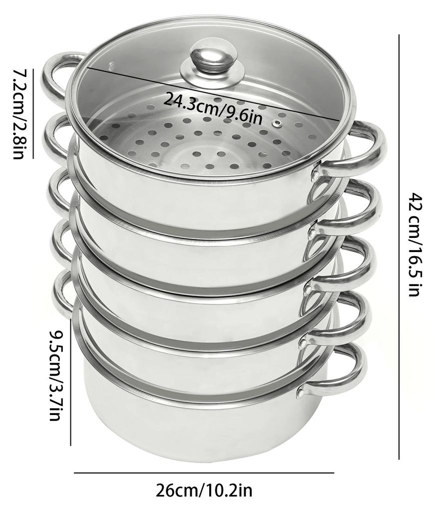 Dampftopf 5 Ebenen - Dampfgarer / Doppelkessel - 32 cm Produktbild 