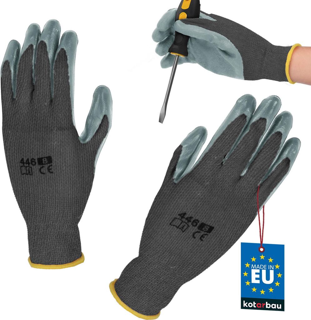 KOTARBAU Handschuhe Arbeitshandschuhe Anti-Rutsch Größe 8 Latex beschichtete Arbeitshandschuhe für Herren Damen Werkstatt Zubehör Winter Gart...