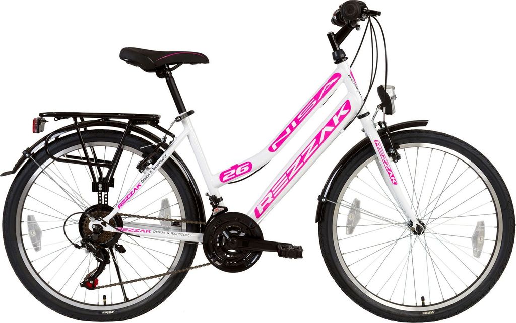 26 Zoll Fahrrad Damen Mädchen Fahrrad city bike rad 21 Gang shimano Weiss pink neu
