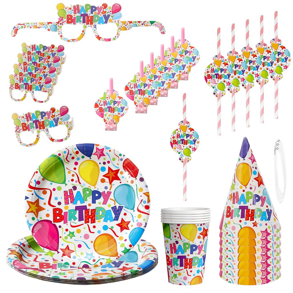 Party-Set Happy Birthday 36tlg. bunt Pappe Pappbecher Produktbild 