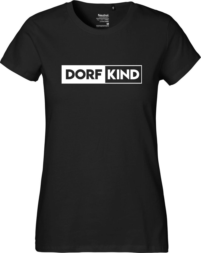 Hellweg Druckerei Frauen T-Shirt Dorfkind Modern Geschenk Größe M Black Bio Baumwolle Fairtrade Dorfkind Geschenkidee