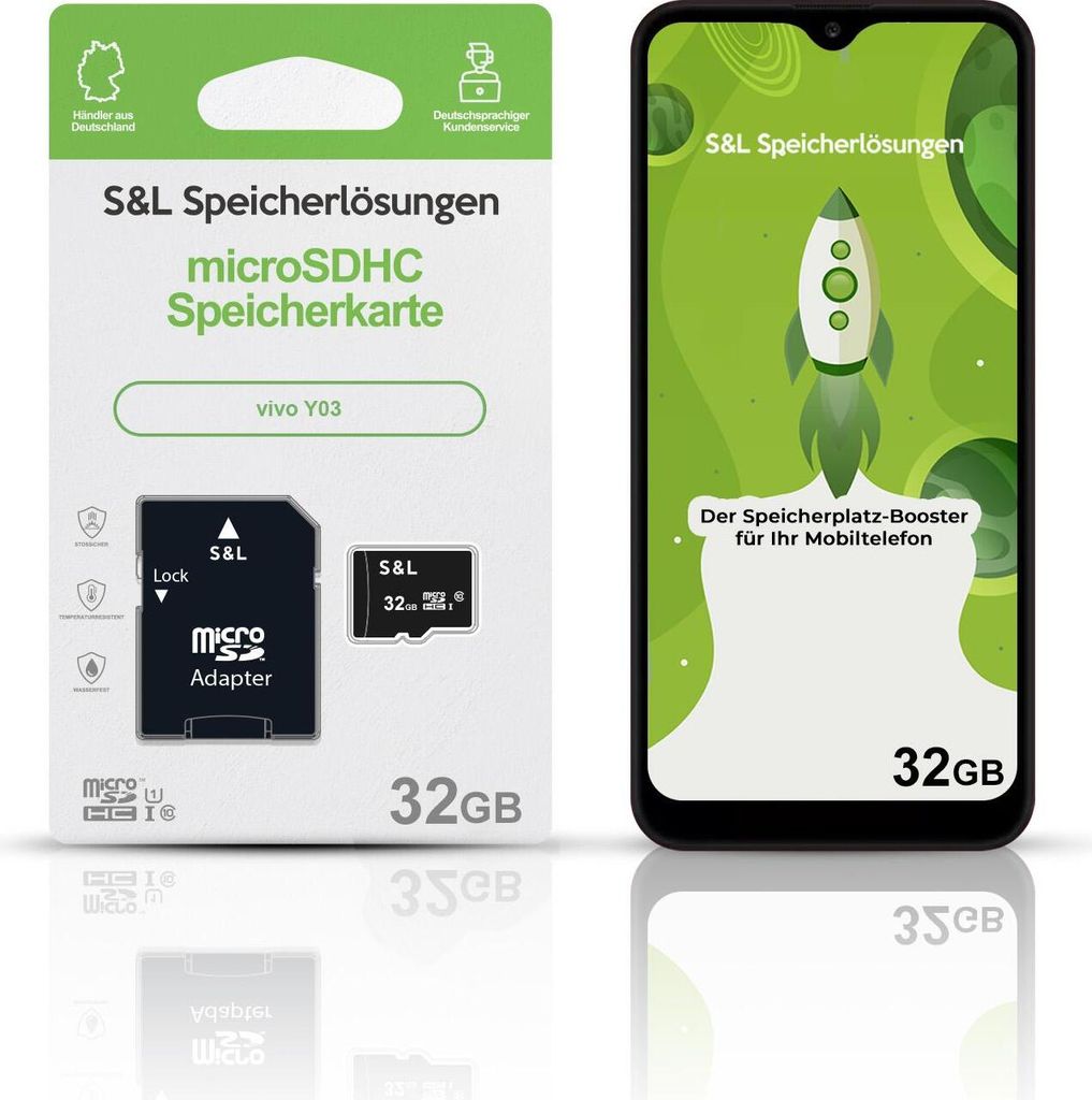 microSD Speicherkarte S&L für vivo Y03 - Speicherkapazität: 32 GB