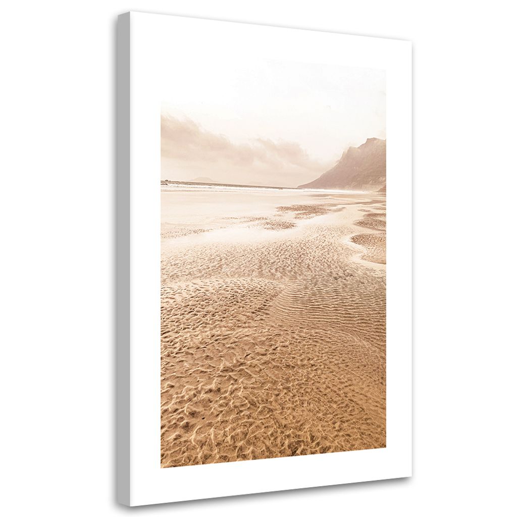 Leinwandbild Mit Wasser gefluteter Strand 40x60 Feeby Beige bild für die wand bereit zum aufhängen
