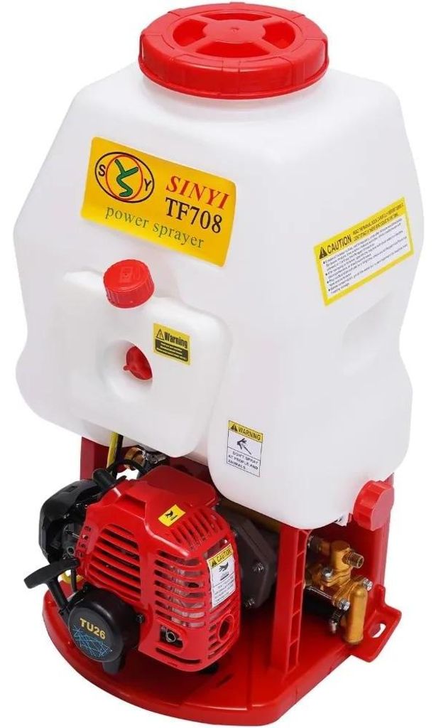 Gartenspritze - Motorbetriebener Sprüher mit 2-Takt-Motor - 6–8 m Reichweite - 20 l Tank - Hochdruckpumpe - Weiß