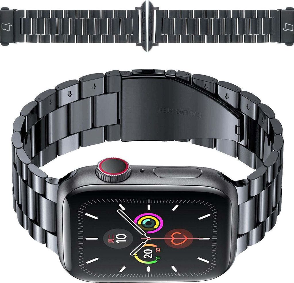 Bizon Strap Uhr Aura Apple Uhr 42/44/45/46/49 mm schwarz