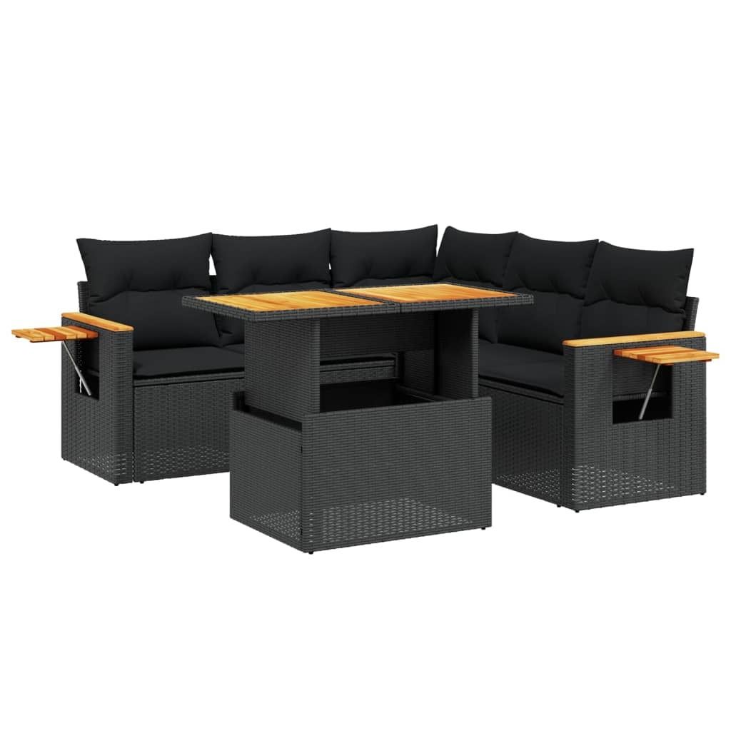 "2026 Aktion" 6-tlg. Garten-Lounge-Set - elegantes Design - Sitzgruppe/Gartengarnitur - mit Kissen Schwarz Poly Rattan - Terassenmöbel NeuMöbel86...