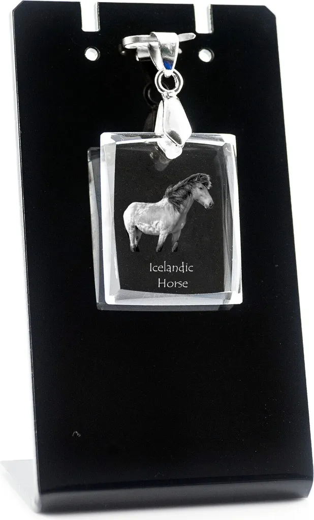 Islandský kůň - Pendente in cristallo con cavallo, collana con foto, gioiello unico di Art-Dog