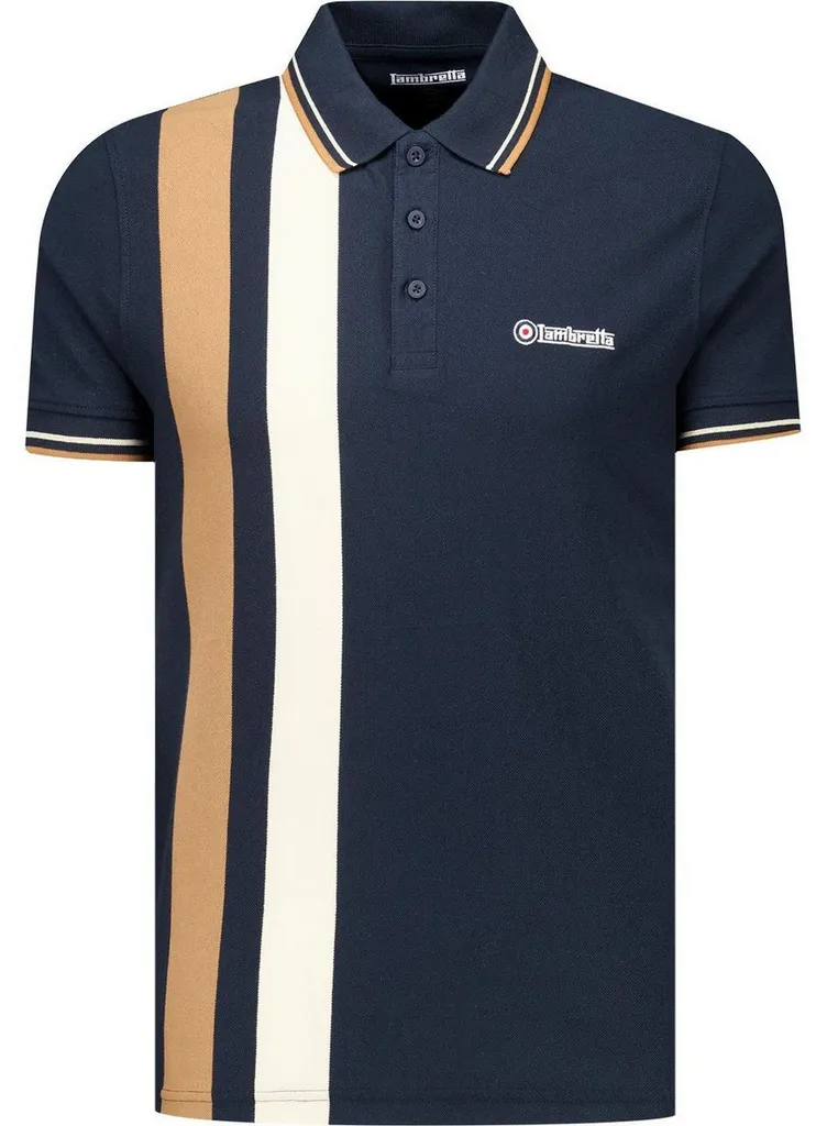 Lambretta Polo Classic Homme LB432 Marine et Bleu Fumé Taille L Coton