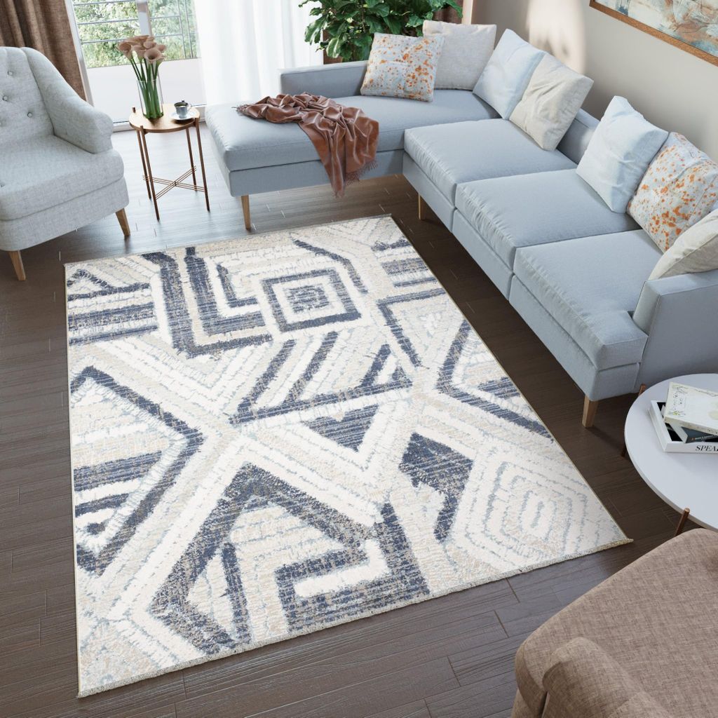 Tapiso Teppich RIVIOLI Modern Design Beige Grau Creme Wohnzimmer 120 x 170 cm