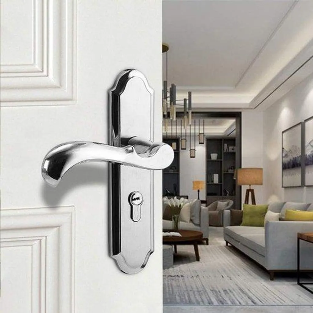 Poignée de porte en acier inoxydable inox brossé - Lot de 2 avec rosace