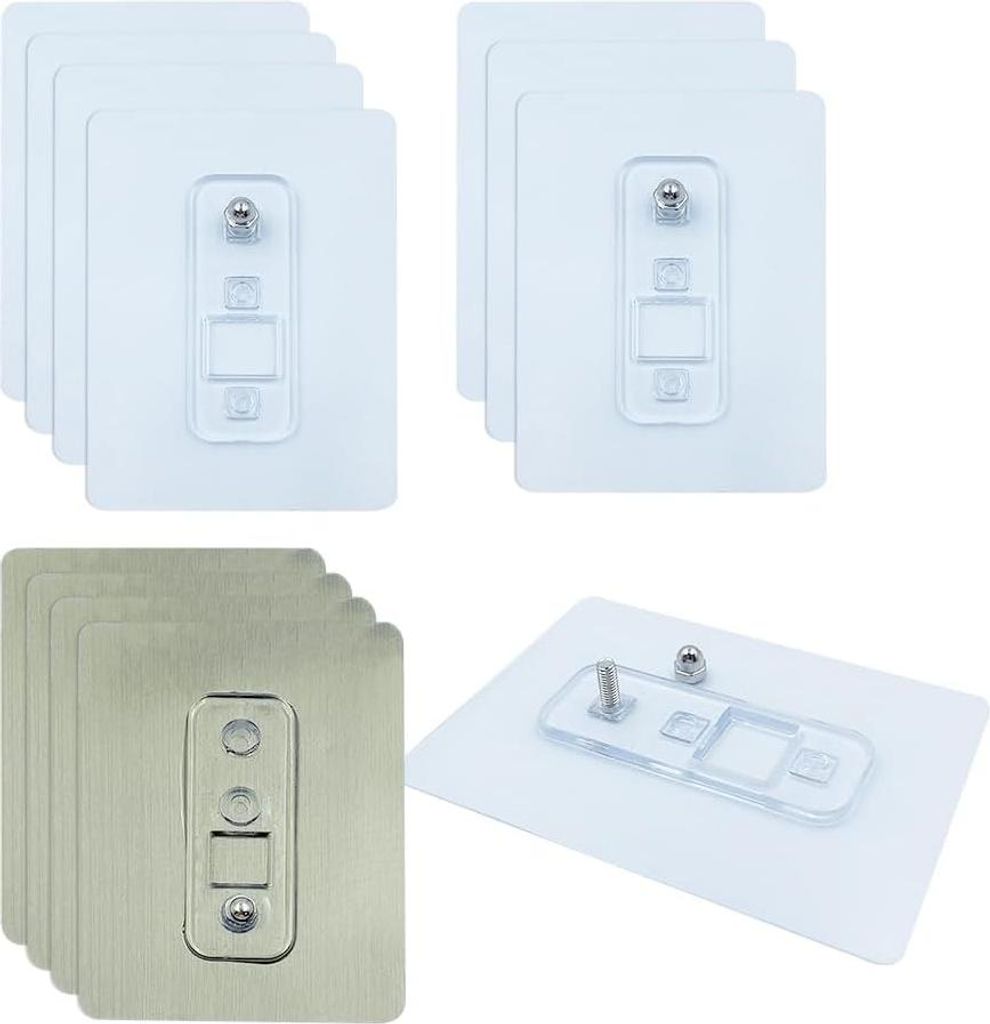 WYAN 12 Stück Klebe Schrauben,Hohe Belastung Transparenter Wasserdicht Wandhaken,Stanzfreier Schraubenhaken (8 transparent + 4 grau)