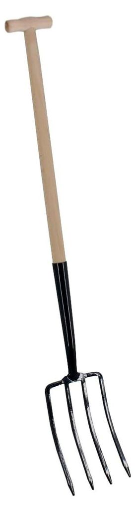 Grabegabel aus Stahl mit pulverbeschichteter Oberfläche, 4 Zinken, Schwanenhals und 76 cm T-Stiel aus Buchenholz, Arbeitsbreite: 18 cm, geeignet z...