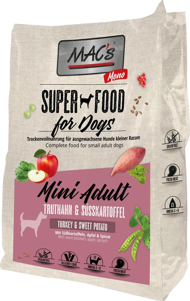 Croquettes Monoprotéines Dinde MAC's DOG Mono Mini pour Adulte