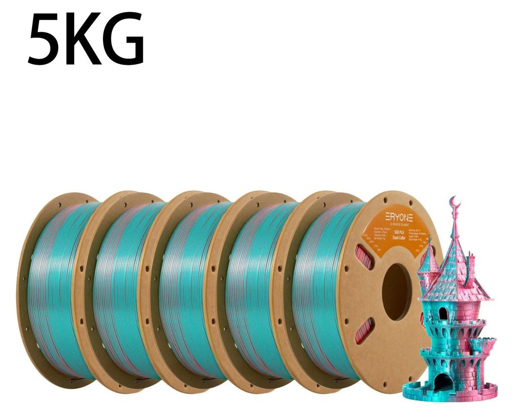 PLA 3D Drucker Filament - Silk Dual Color - 1,75 mm - ±0,03 mm Toleranz - 5 kg Spule - Teal Orange