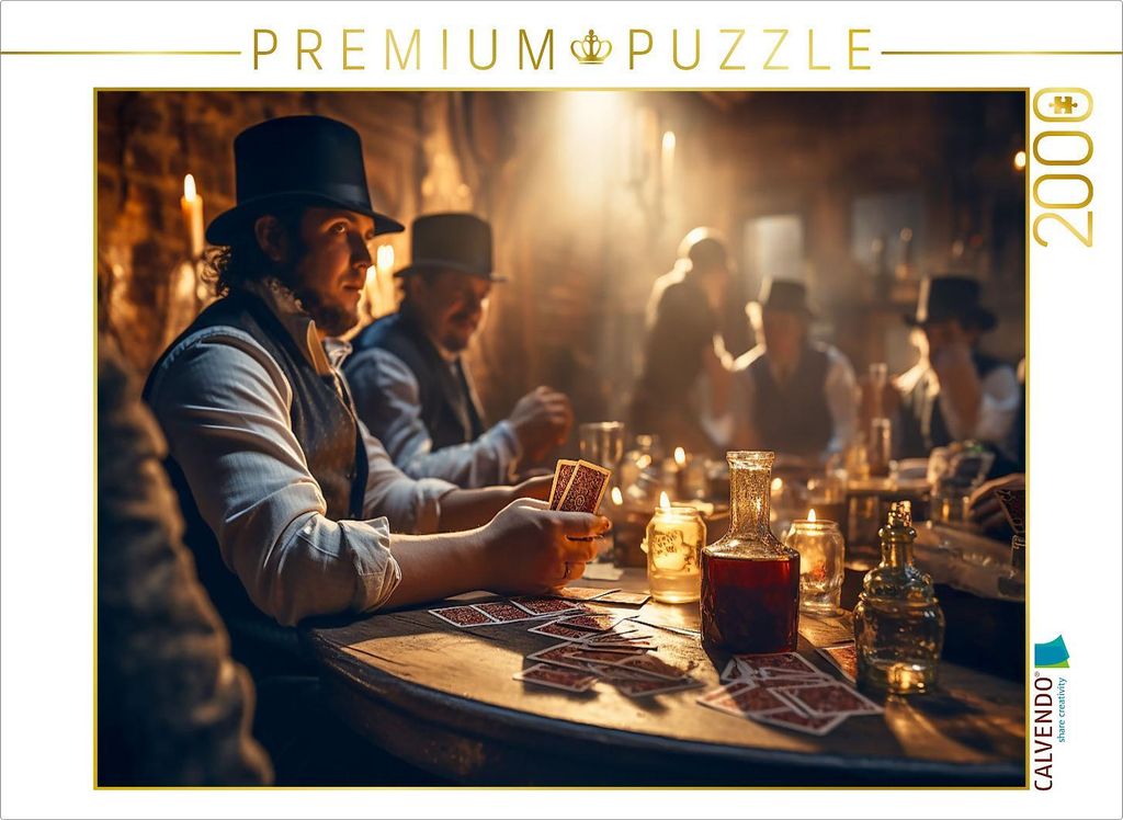 CALVENDO Puzzle Pokerrunde im wilden Westen | 2000 Teile Lege-Größe 90x67cm Foto-Puzzle für glückliche Stunden