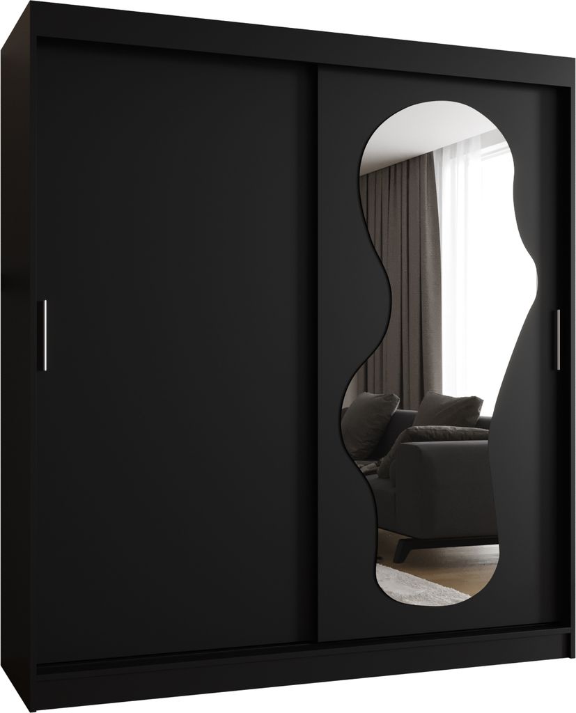 MEBLE KRYSPOL ULTRA 180 Kleiderschrank mit zwei Schiebetüren für Schlafzimmer – moderner Aufbewahrungsschrank mit Kleiderstange und Regalen –...