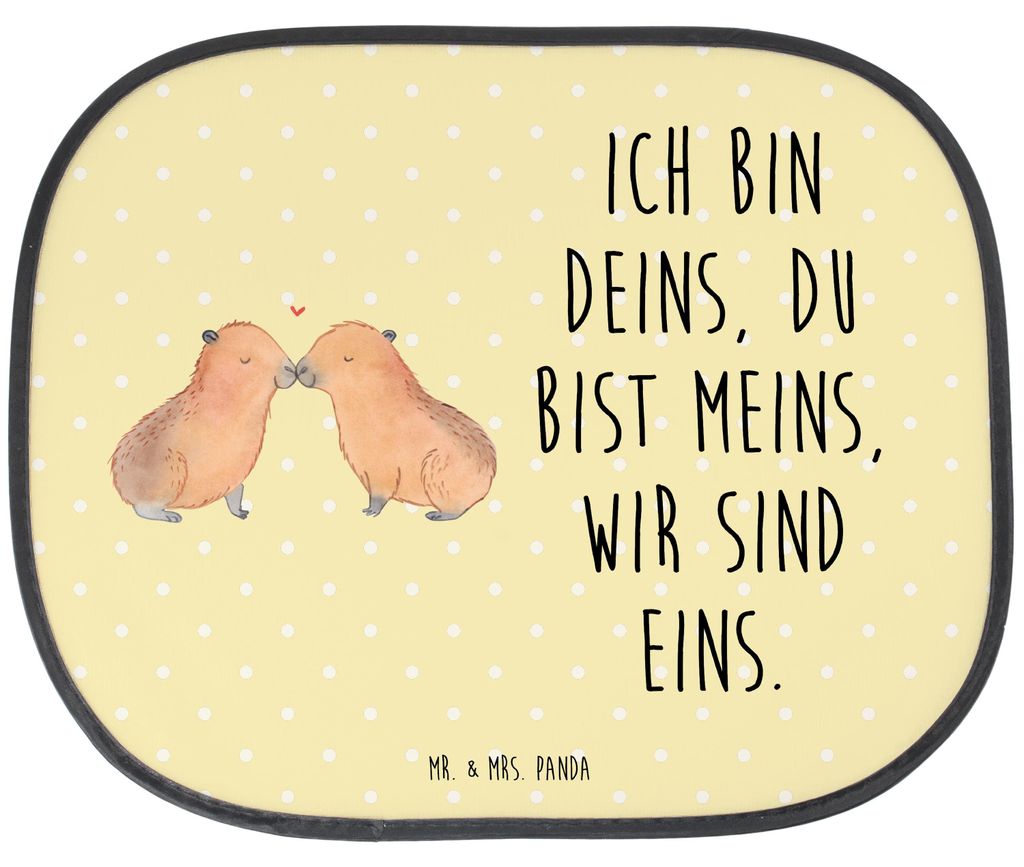 Mr. & Mrs. Panda Sonnenschutz Auto Capybara Liebe - Gelb Pastell - Geschenk, Beziehung, Sonnenblende, Geschenkidee, Lustige Sprüche, Valentinstag,...