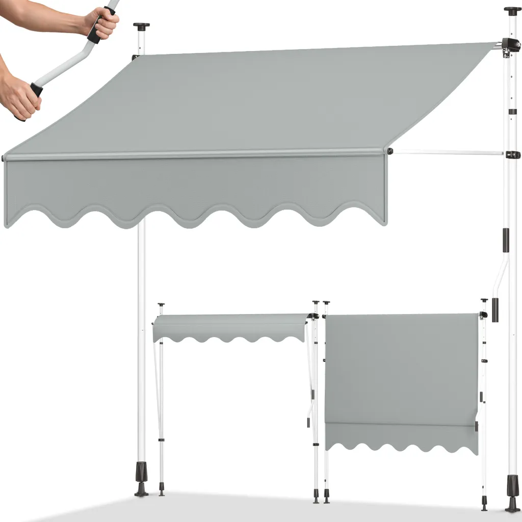 tillvex tenda da sole per balcone 350 cm grigio chiaro braccio pieghevole tenda da sole a morsetto tenda da sole per balcone senza foratura