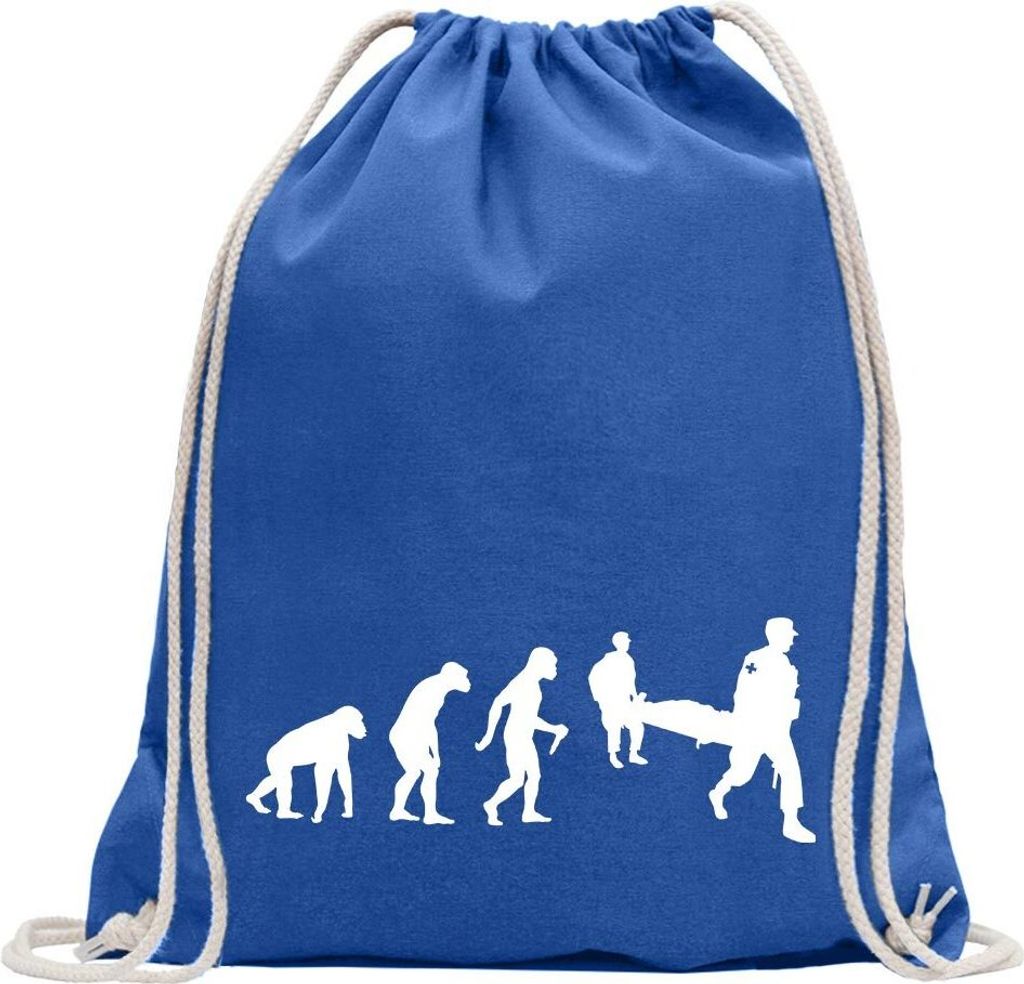 Kiwistar - Turnbeutel - royal - Sanitäter Rettung Evolution - Fun Rucksack Sport Beutel Gymsack Baumwolle mit Ziehgurt