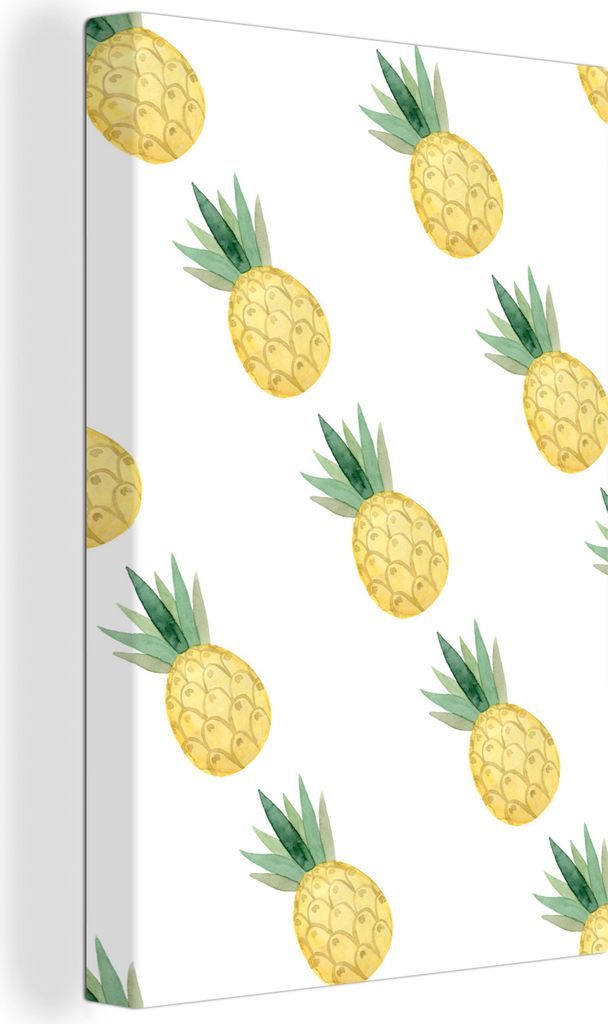 OneMillionCanvasses - Leinwandbilder - 90x140 cm, Ananas - Obst - Aquarell, Wandbilder Kunstdruck Wanddekoration - Wandschmucke - Schlafzimmer