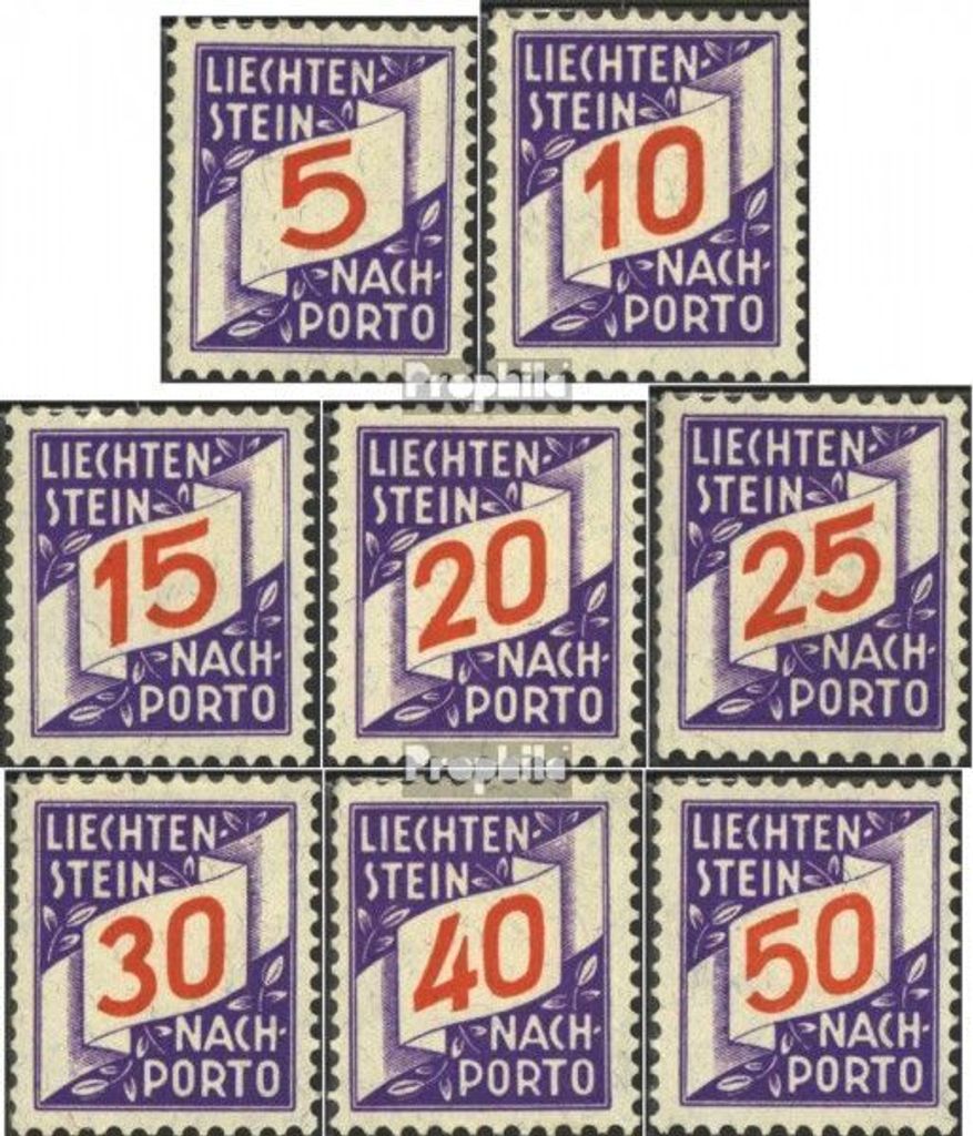 Briefmarken Liechtenstein 1928 Mi P13-P20 (kompl.Ausg.) mit Falz Portomarken
