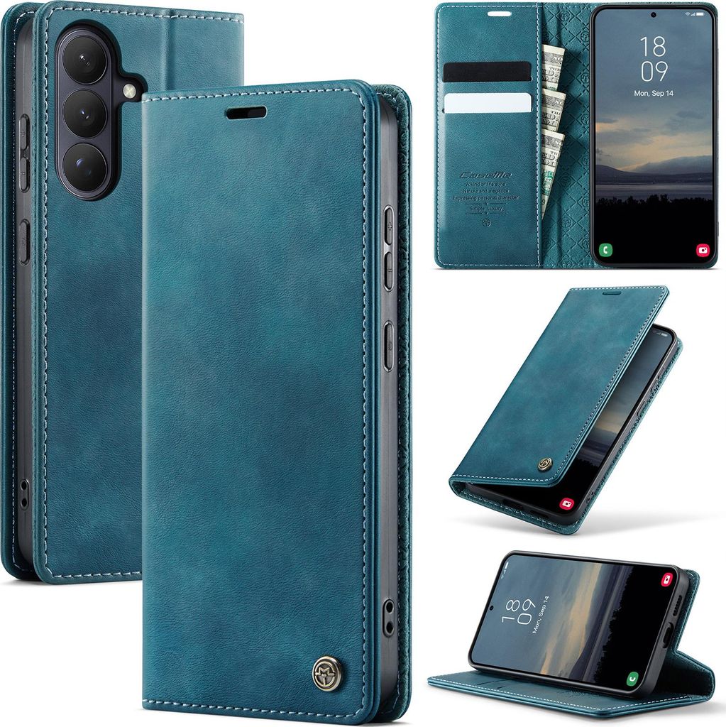 Handyhülle für Samsung Galaxy S26+ Hülle Leder mit RFID Schutzhülle Klapphülle Magnet Kartenfach Standfunktion Blau