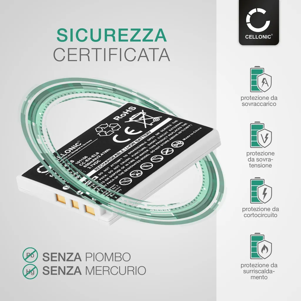 2x Batteria EN-EL8 per Nikon Coolpix S1 S2 S3 P2 | Ricambio CELLONIC - 3
