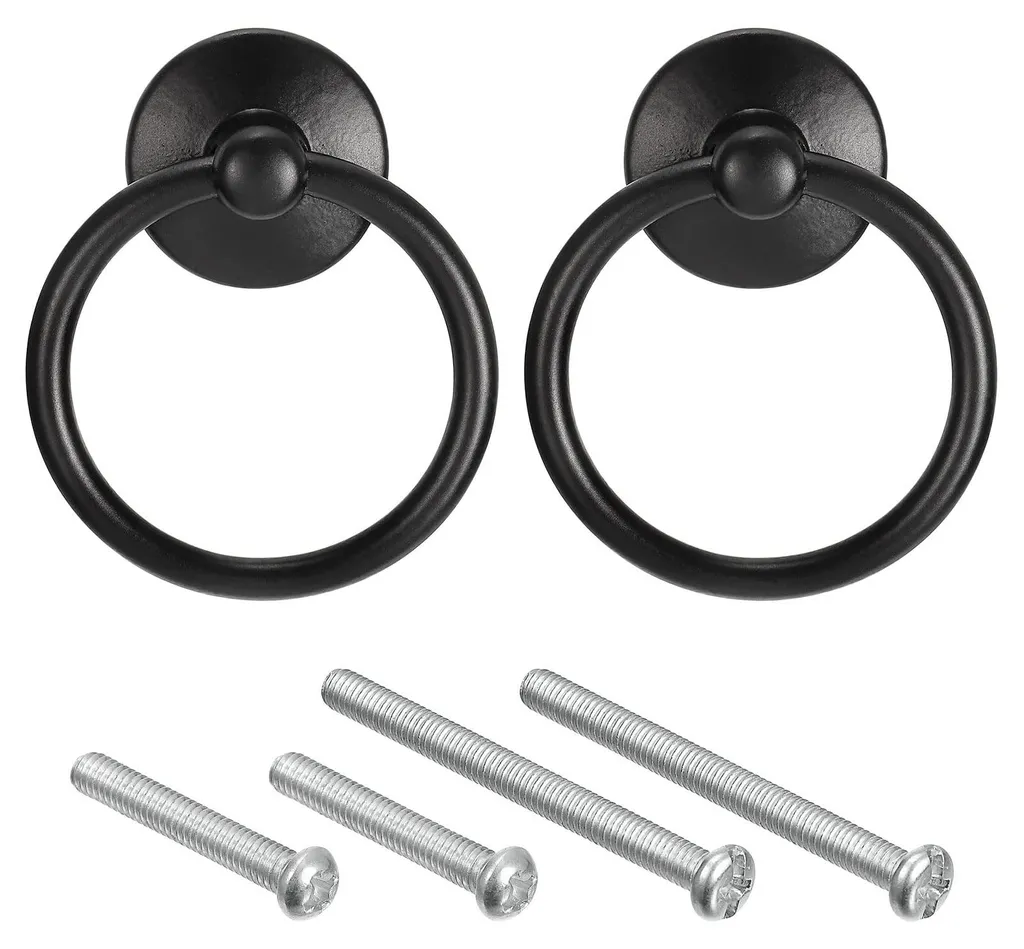 Lot de 2 poignées de tiroir rondes noires 25mm pour buffet et armoire