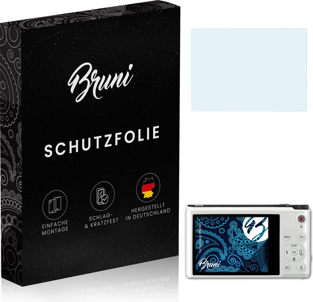 Bruni Basics-Clear 2x Schutzfolie kompatibel mit Samsung WB200F Folie