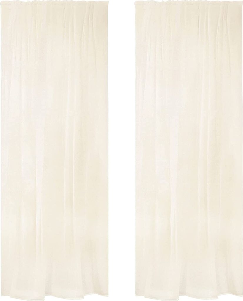 WOLTU Gardinen Wohnzimmer mit Kräuselband transparent Vorhang Leinenoptik Halbtransparent Voile Fensterschal Dekoschal Leinenvorhang Stores für K...
