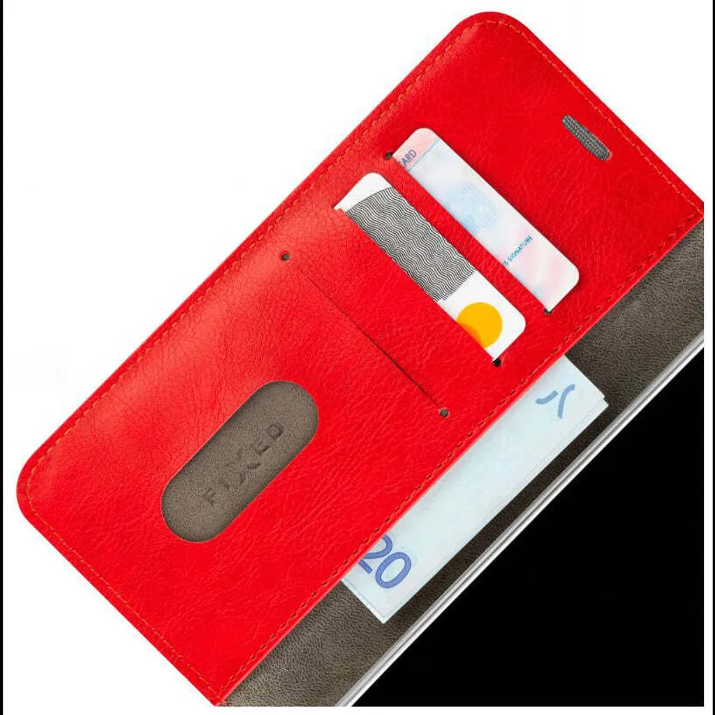 Étui iPhone 16 Fixed Book Case Opus Rouge - Protection Cuir Synthétique
