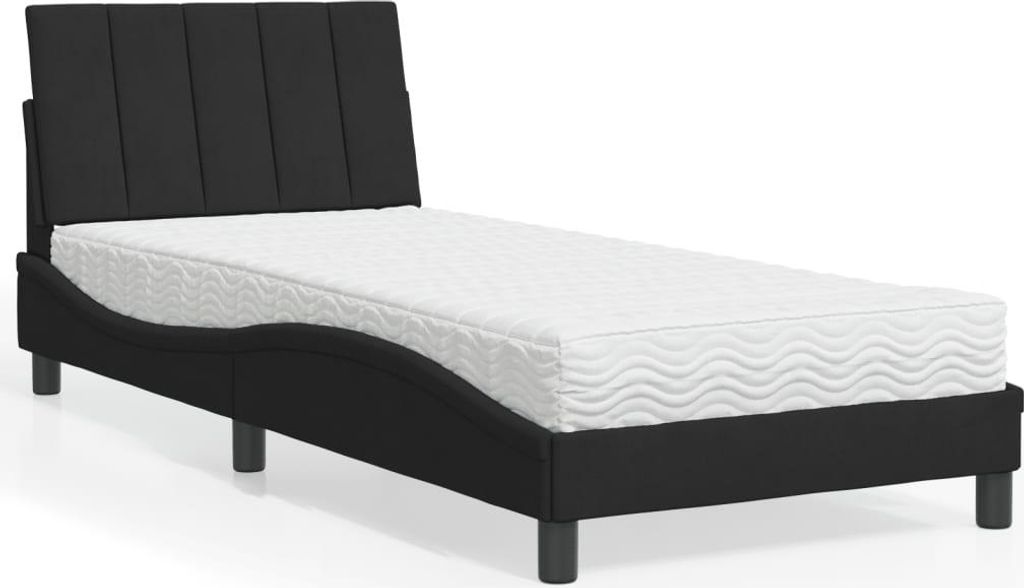 vidaXL Bett mit Matratze "Hanko" Schwarz 90x190 cm Samt