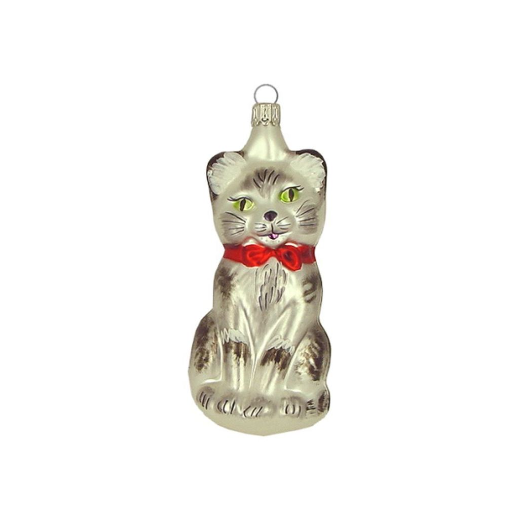 Haberland Christbaumschmuck,-kugel - Große Katze weiß matt 12 cm
