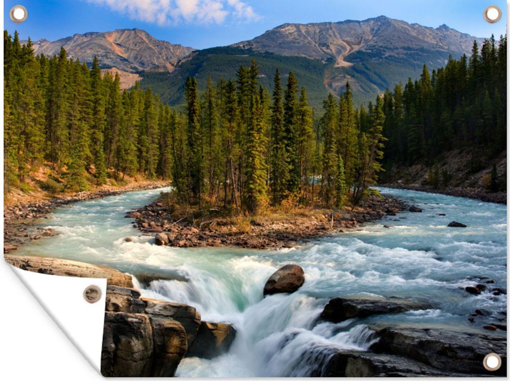 MuchoWow 40x30 cm Outdoor-Poster Gartendeko Sichtschutz Garten Poster für den Garten Fluss im Jasper National Park, Nordamerika
