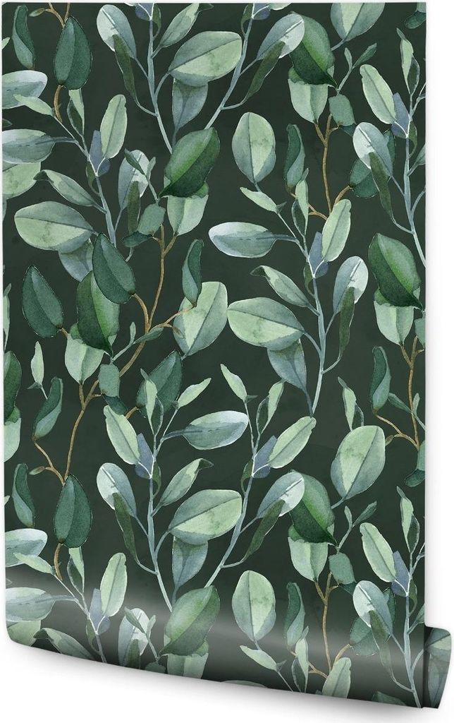 10m VLIES TAPETE Rolle Aquarell Eukalyptus Blätter Naturgrün 6551