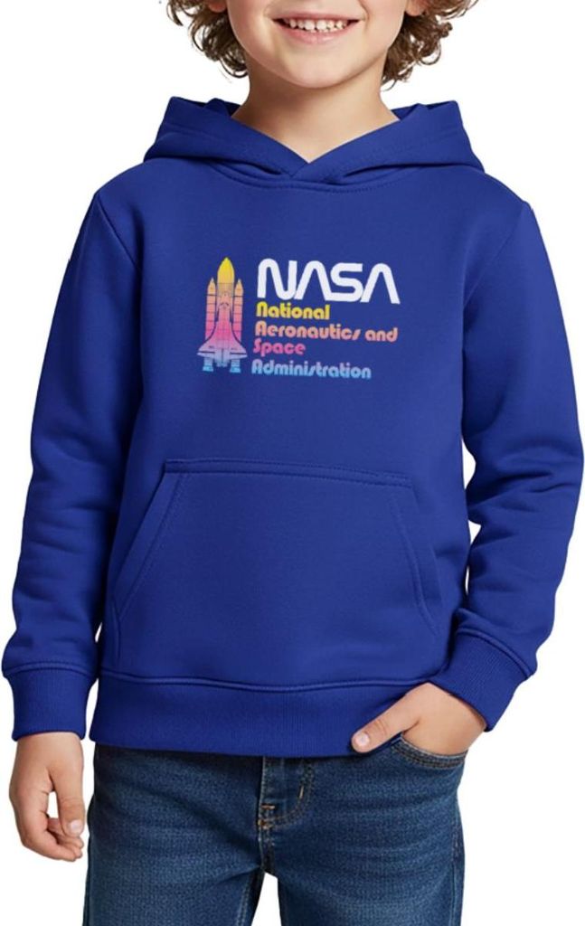 Spreadshirt NASA Kinder Premium Hoodie, 146/152 (10 Jahre), Royalblau