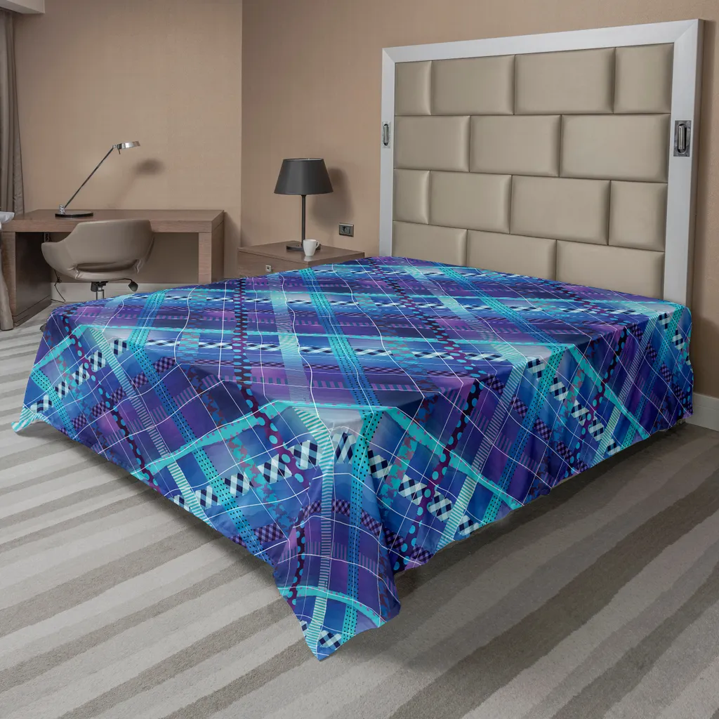 Lenzuolo ABAKUHAUS 275x260 Qualità Hotel: Blu Navy Patchwork Morbido