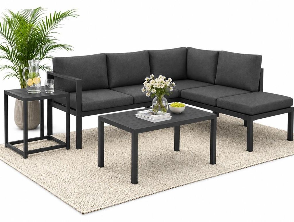 Mucola Sitzgruppe Aluminium Ecksofa mit Beistelltisch Produktbild 
