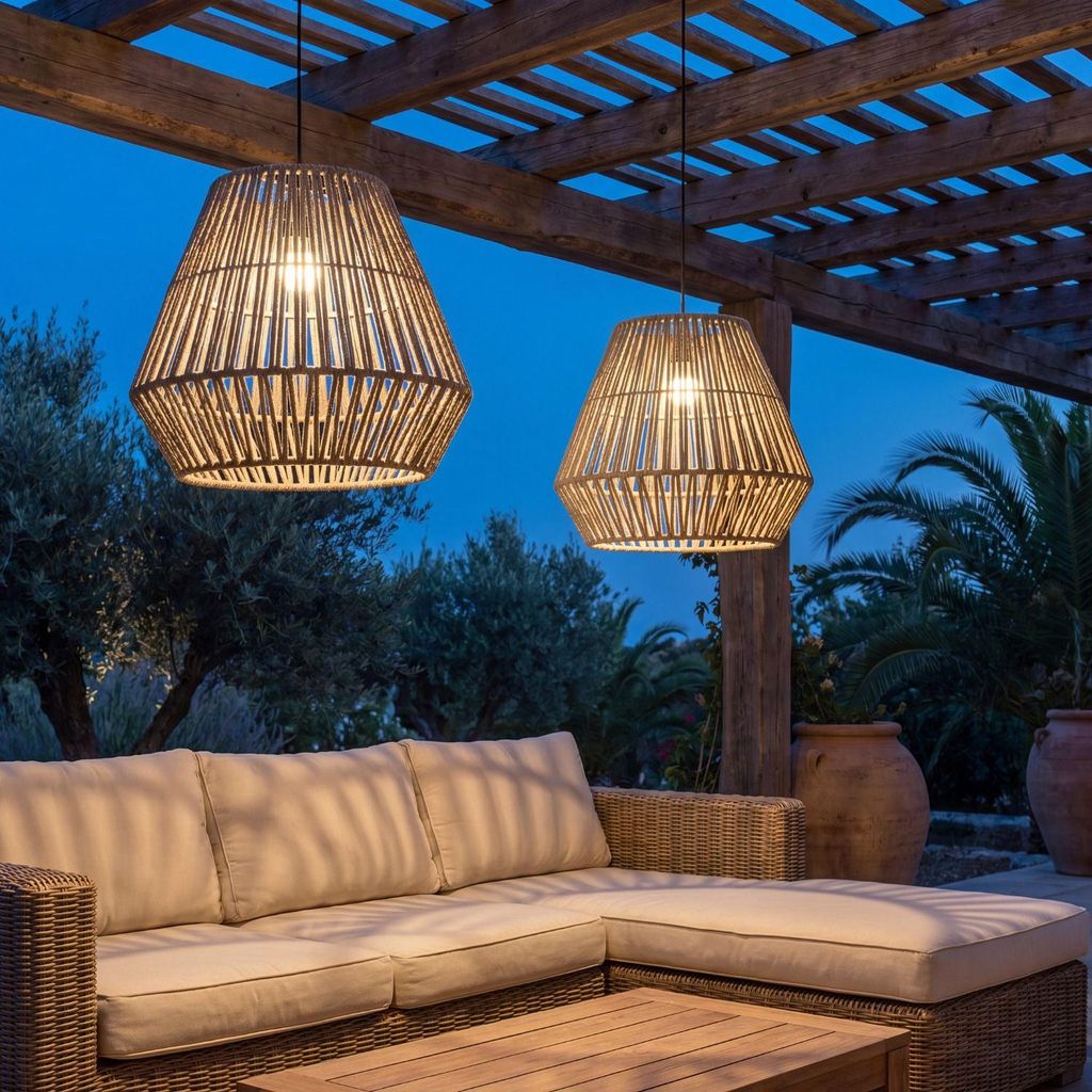 LED Hängeleuchte außen dimmbar IP54 Taupe warmweiß 3000 K Produktbild 