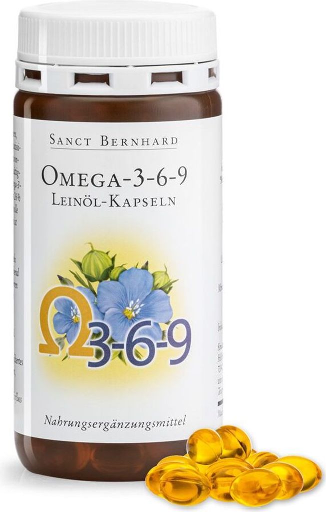 Sanct Bernhard Omega-3-6-9-Leinöl-Kapseln - 180 Kapseln