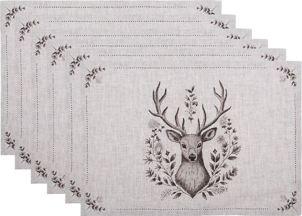Set di tovagliette a tema cervo, in cotone, 48x33 cm, color Immagine del prodotto 