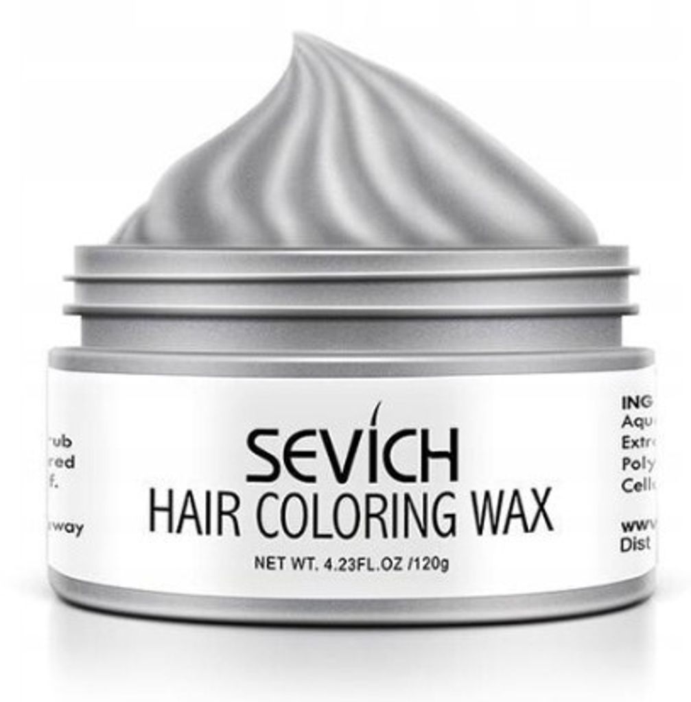 A jar of gray hair coloring wax is shown against a white background.